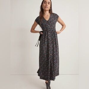 Madewell Buttoned Midi Dress in Black Floral